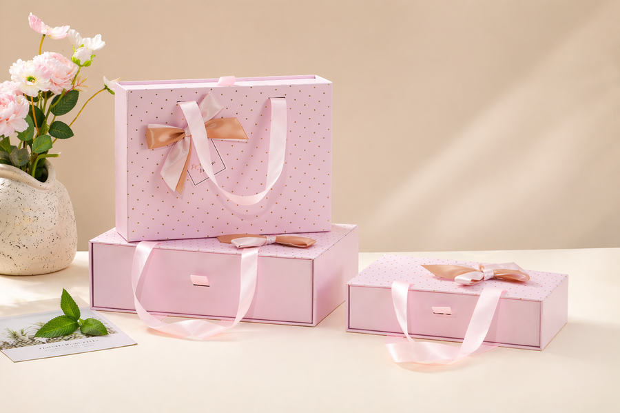 Coffret cadeau Luxe avec poignée et ruban