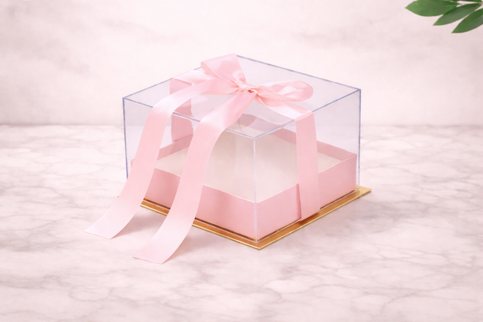 Boîte cadeau transparente avec ruban – Design cubique élégant