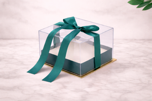 Boîte cadeau transparente avec ruban – format cube – Couleur Vert