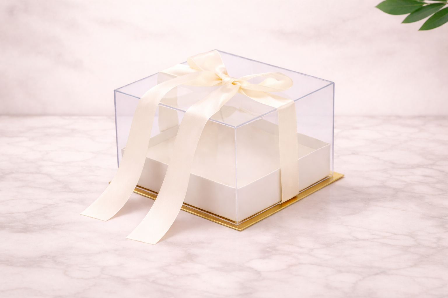 Boîte cadeau transparente avec ruban – Design cubique élégant