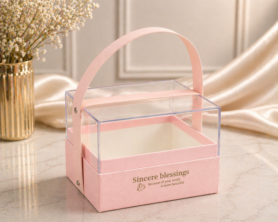 Boîte cadeau transparente avec poignée