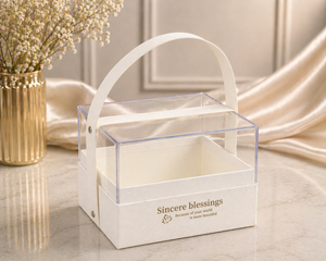 Boîte cadeau transparente avec poignée – Couleur Blanc