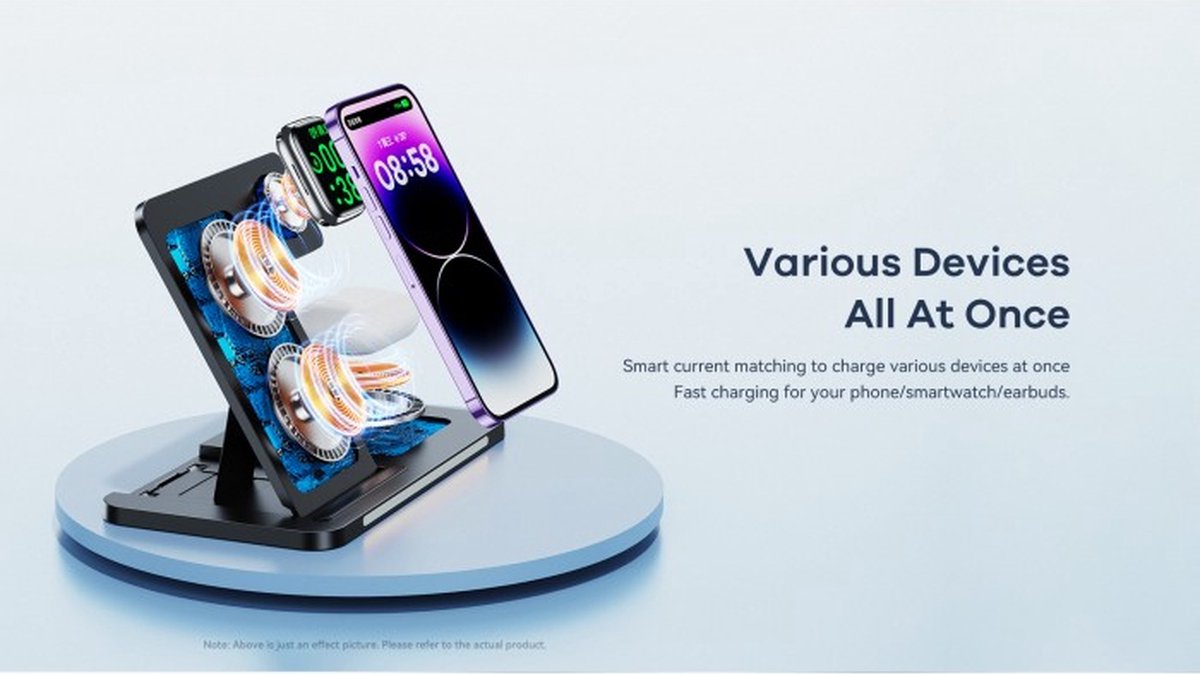 RP-W70 Chargeur sans fil 3-en-1 avec veilleuse