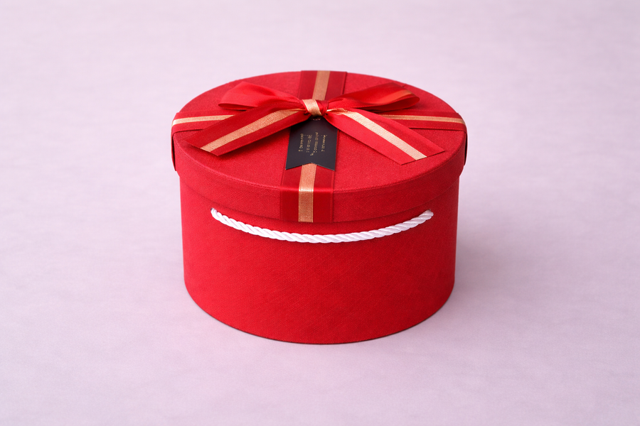 Boîte cadeau ronde Premium avec ruban