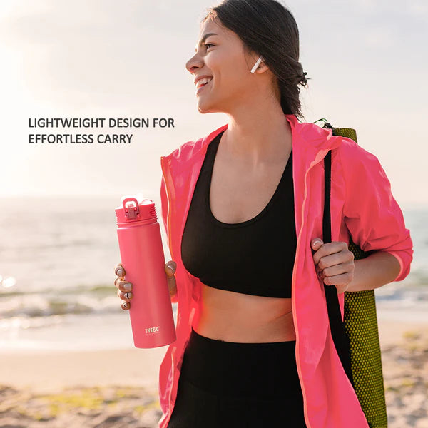 💦 Tyeso 318 Gourde avec paille – Gourde sportive en acier inoxydable avec paille