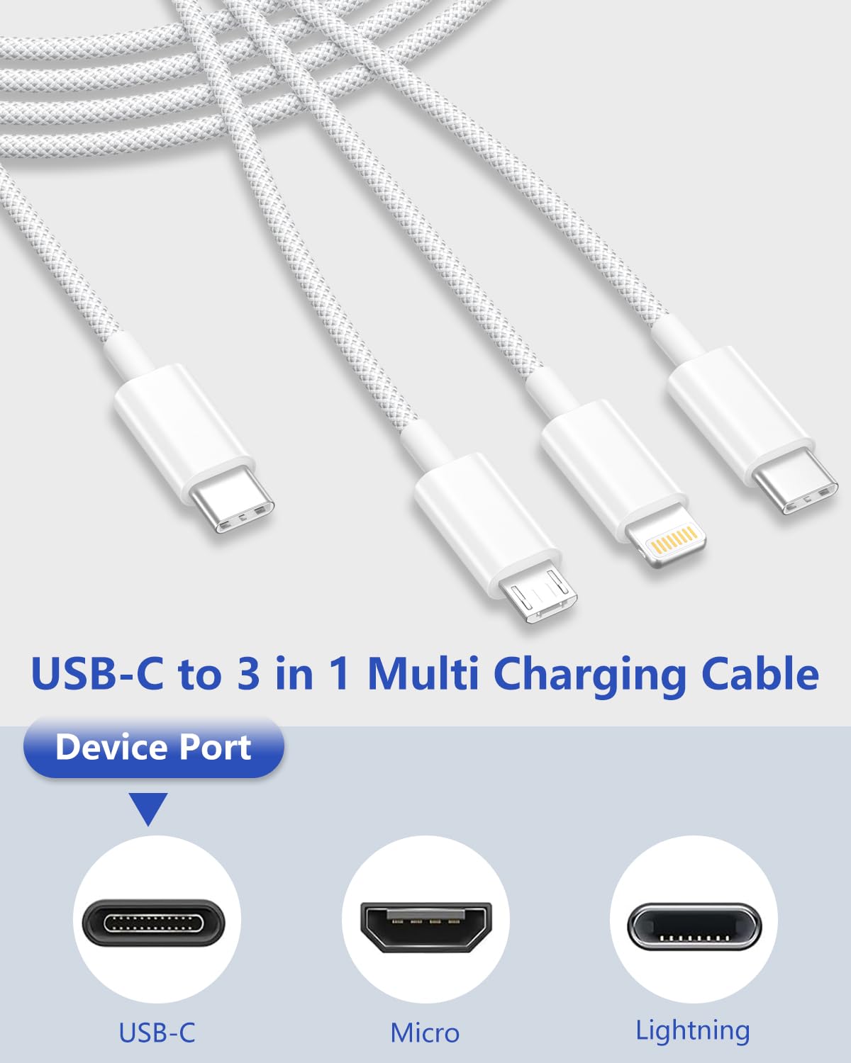 3-in-1-kabel met meerdere aansluitingen