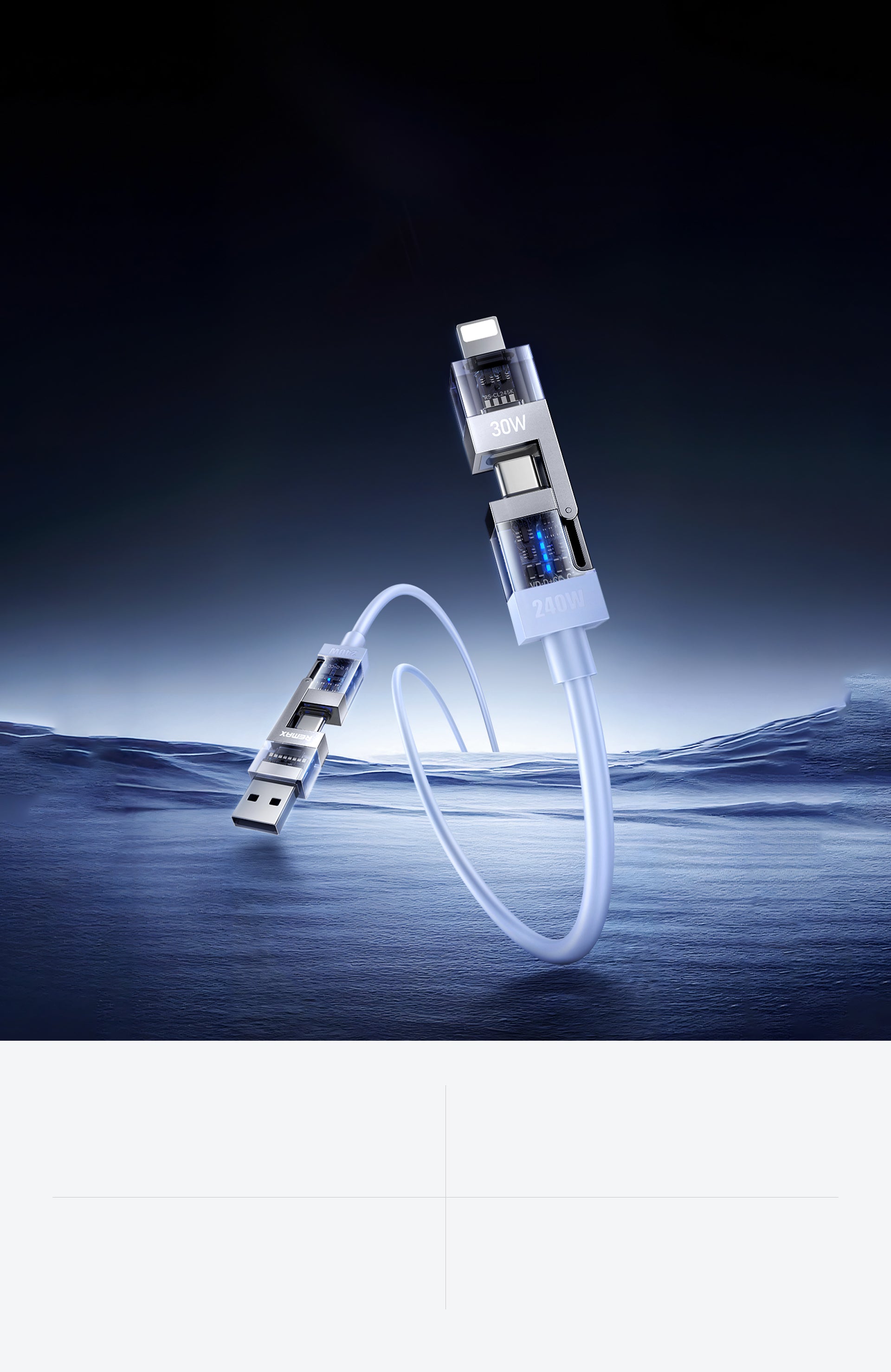 Remax CB18 4-in-1-kabel – Ultrasnel 240W opladen