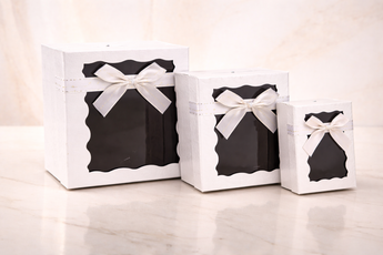 Elegant gift box with window and ribbon