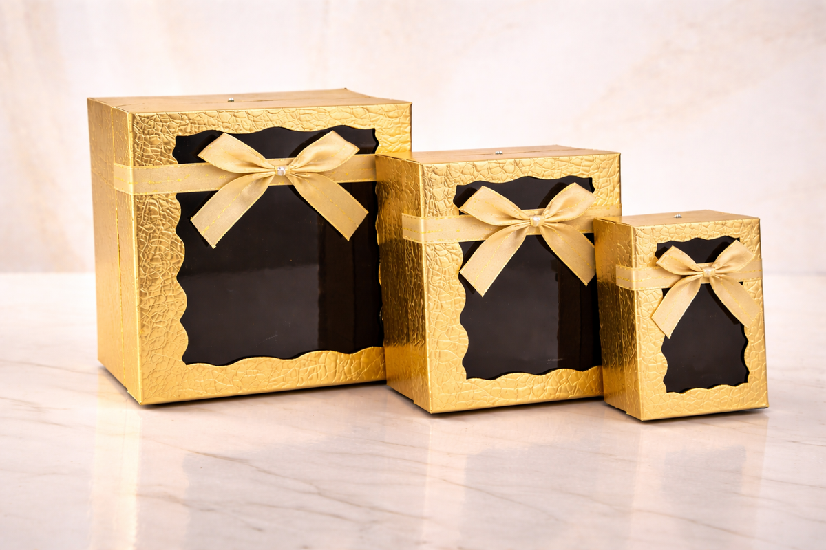 Coffret cadeau avec fenêtre et ruban