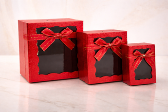 Elegant gift box with window and ribbon