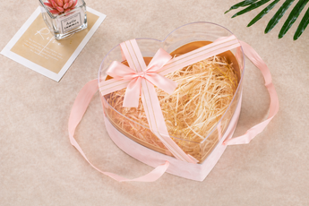 Heart-Shaped Transparent Gift Box with Ribbon & Handle