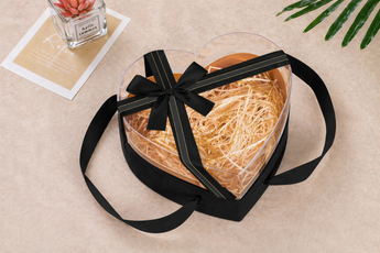 Heart-Shaped Transparent Gift Box with Ribbon & Handle