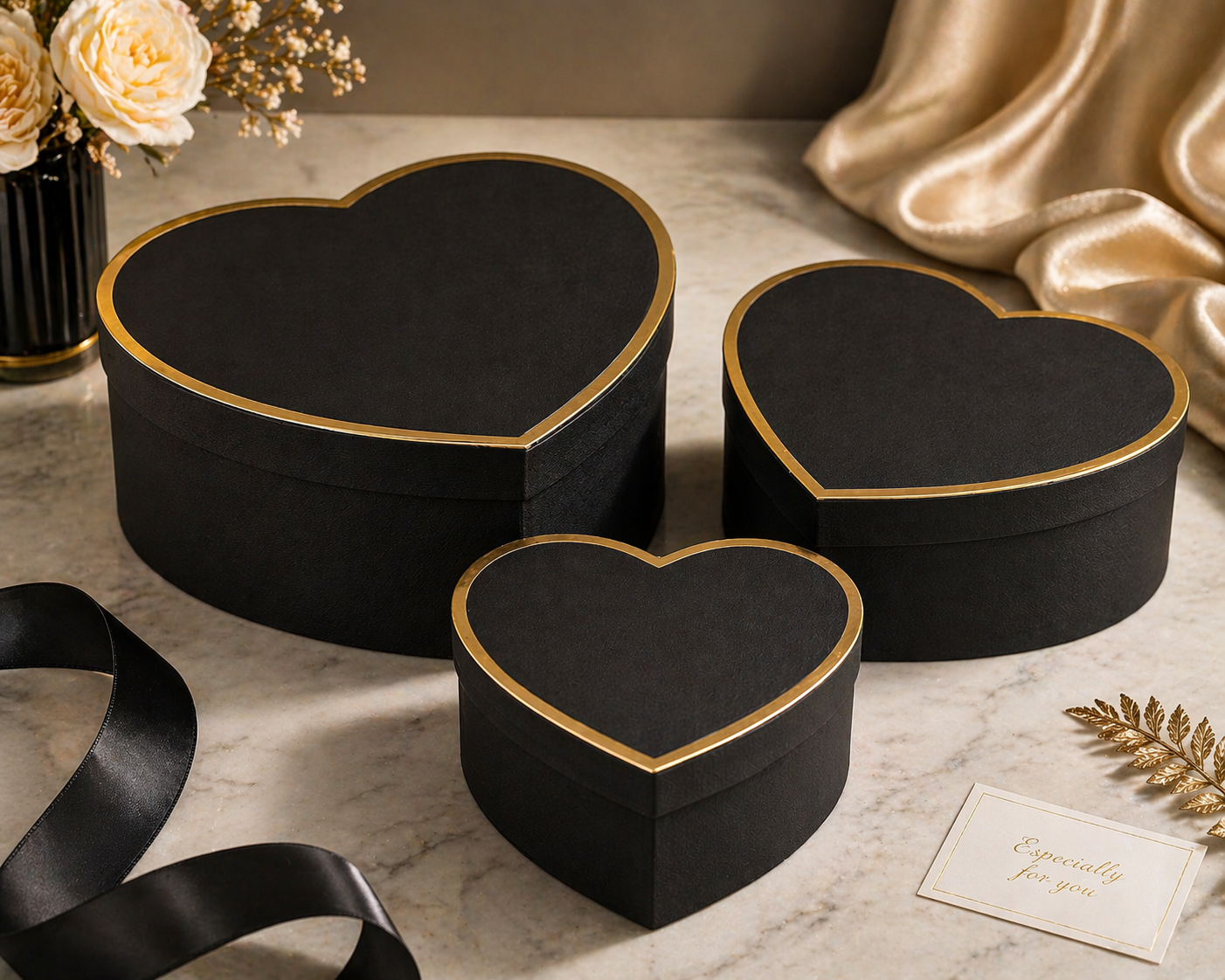 Coffret cadeau de luxe minimaliste en forme de cœur (3 tailles)