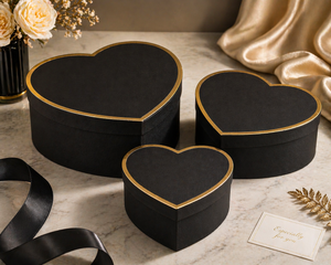 Coffret cadeau cœur minimaliste – 3 tailles – Couleur Noir