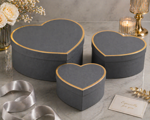 Coffret cadeau cœur minimaliste – 3 tailles – Couleur Gris