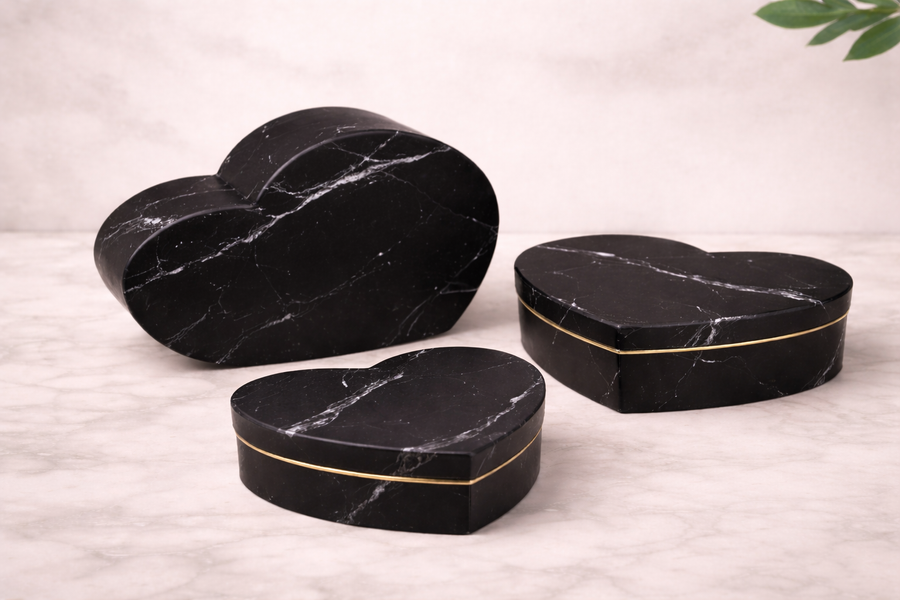 Coffret cadeau cœur finition marbrée