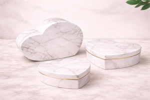 Coffret cadeau cœur finition marbrée – Couleur Blanc