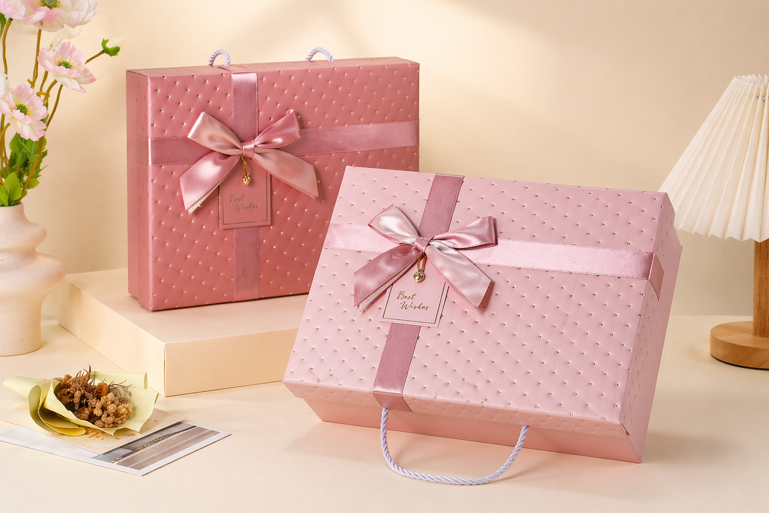 Premium gift box with elegant ribbon.