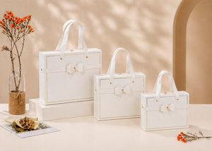 Coffret cadeau Premium avec poignée et ruban – Couleur Blanc
