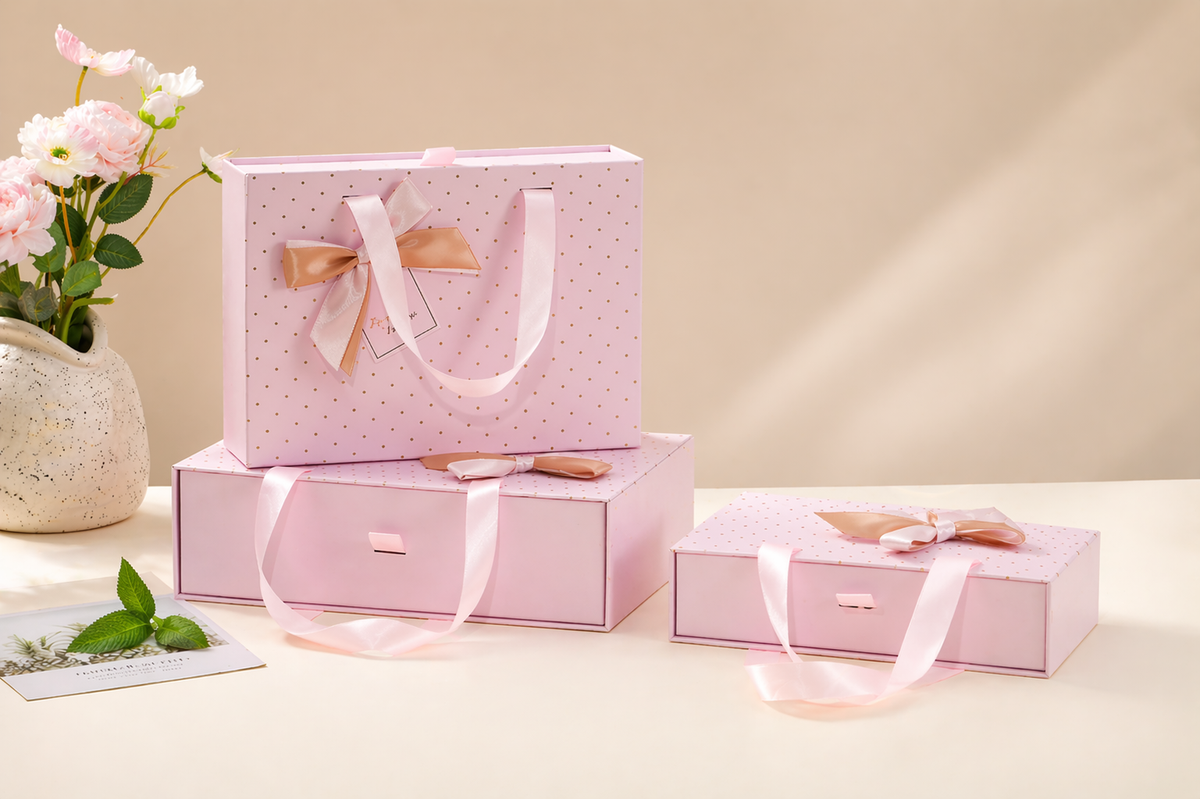 Coffret cadeau Luxe avec poignée et ruban