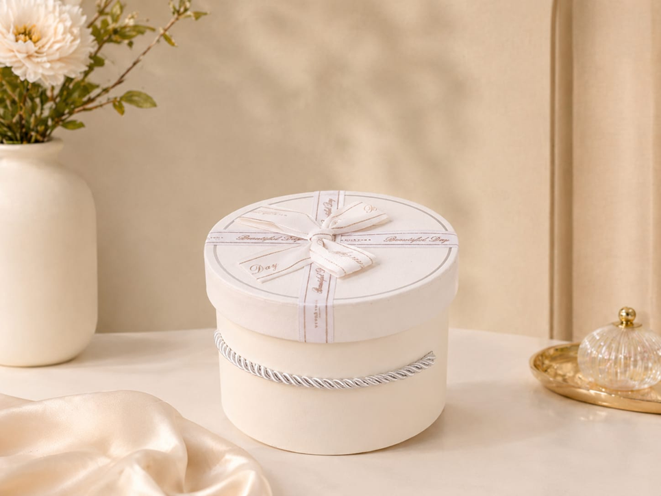 Premium Round Gift Box with Ribbon