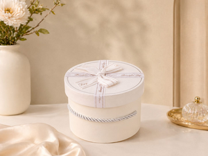 Coffret cadeau rond Premium avec ruban – Couleur Transparent