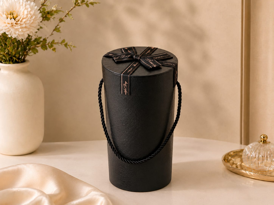 Coffret cadeau cylindrique pour bouteille