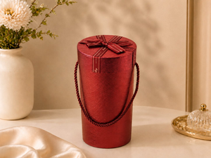 Coffret cadeau cylindrique pour bouteille – Couleur Rouge