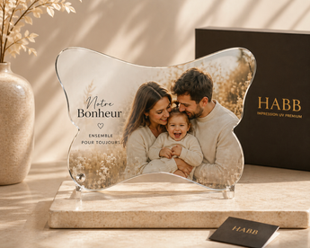 Cadre photo en verre de sublimation en forme de papillon